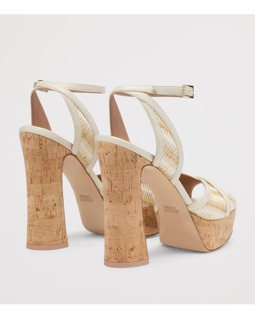 Malone Souliers Metallic Raffia Sylvie Platform Sandals 125