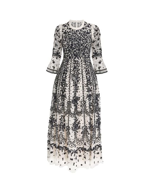 Needle & Thread White Round-Neck Adeline Maxi Dress