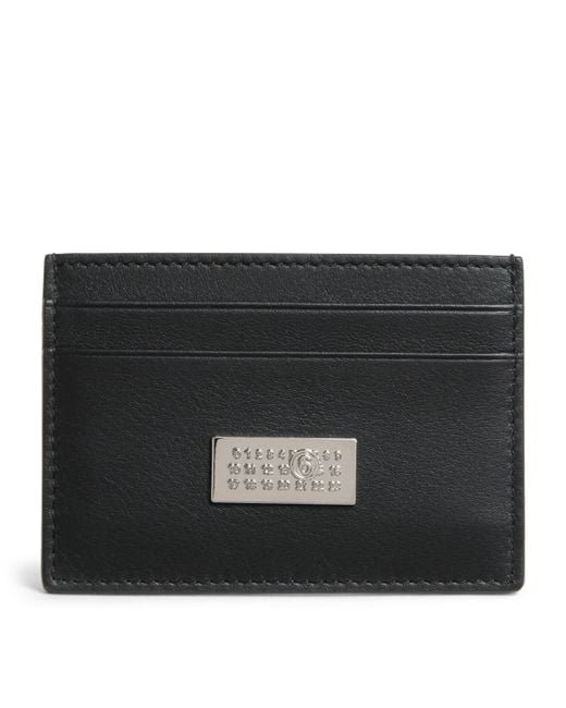 MM6 by Maison Margiela Black Leather Numeric Card Holder for men
