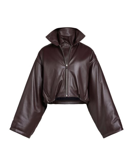 Alaïa Brown Leather Bomber Jacket