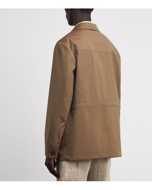 Brioni Brown Leather-Trim Blazer for men