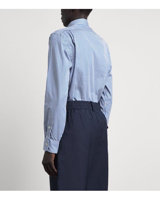 Polo Ralph Lauren Blue Cotton Stripe Custom Fit Shirt for men