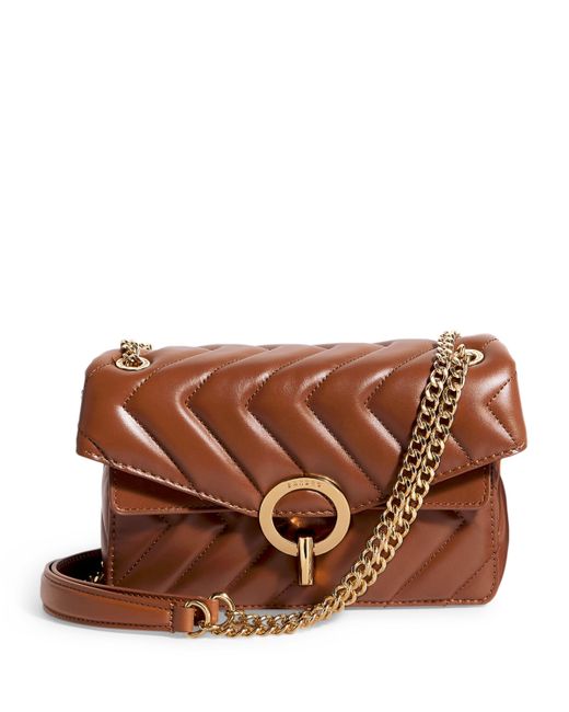 Sandro Brown Quilted Leather Yza Shoulder Bag