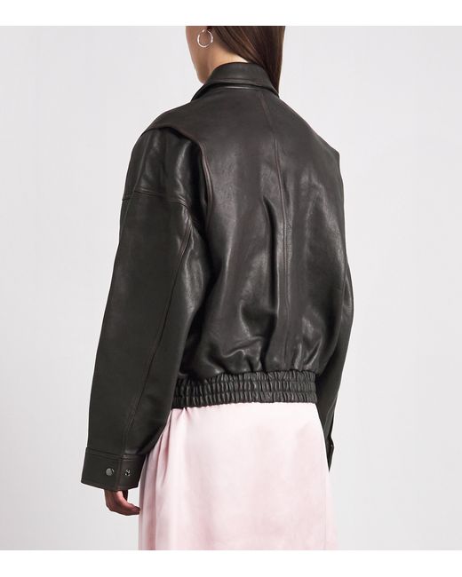 Staud Black Eugene Distressed Leather Jacket