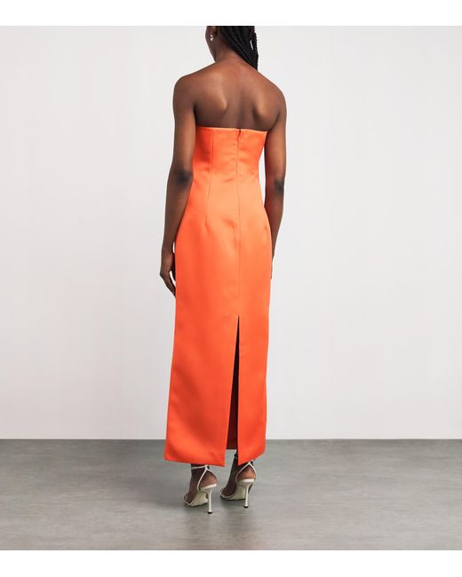 LEO LIN Orange Floral Appliqué Ava Maxi Dress