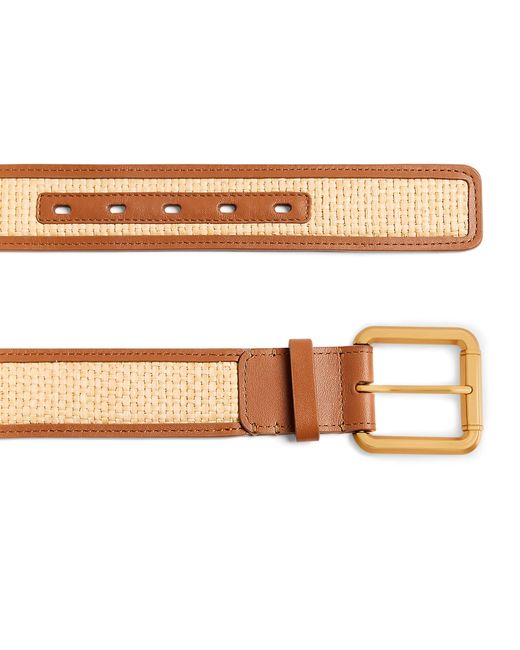 Zimmermann Brown Leather And Raffia Belt
