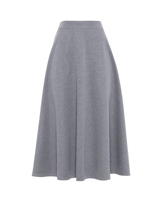Brunello Cucinelli Gray Stretch Cotton A-line Midi Skirt