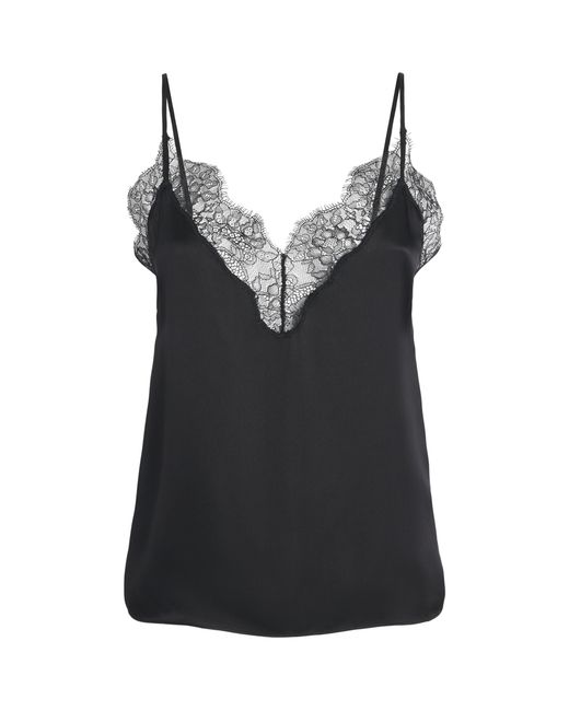 Anine Bing Black Silk-Blend Mael Cami Top