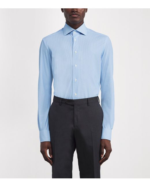 Corneliani Blue Patterned Formal Shirt for men