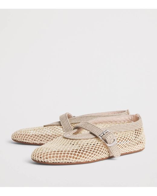 Alaïa Natural Mesh Embroidered Ballet Flats