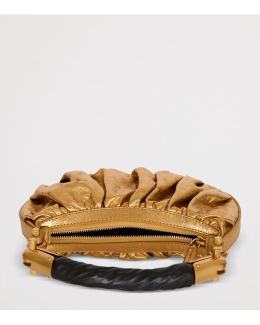 Balmain Metallic Mini Leather Ebene Top-Handle Bag