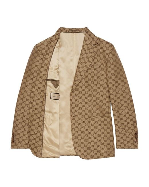Gucci Brown Linen Gg Supreme Suit Jacket for men