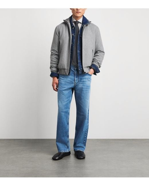 Pal Zileri Gray Wool-Blend Padded Bomber Jacket for men