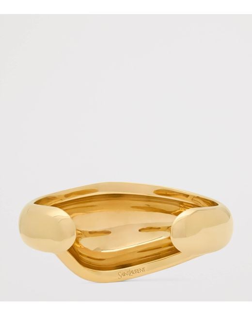 Saint Laurent Metallic Brass Teardrop Dome Cuff