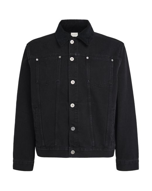 Drole de Monsieur Black Corduroy-Collar Denim Jacket for men