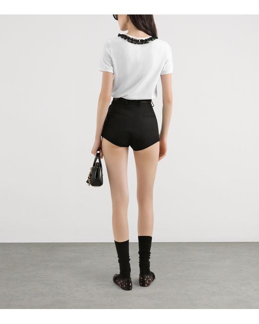 Dolce & Gabbana White Ruffle-Trim Dg Millennials T-Shirt