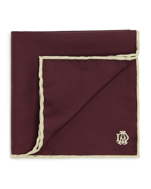 Dunhill Purple Mulberry Silk Cypher Logo Pocket Square for men