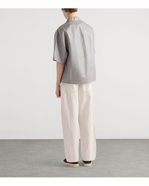 Prada White Cotton-Linen Chambray Trousers for men