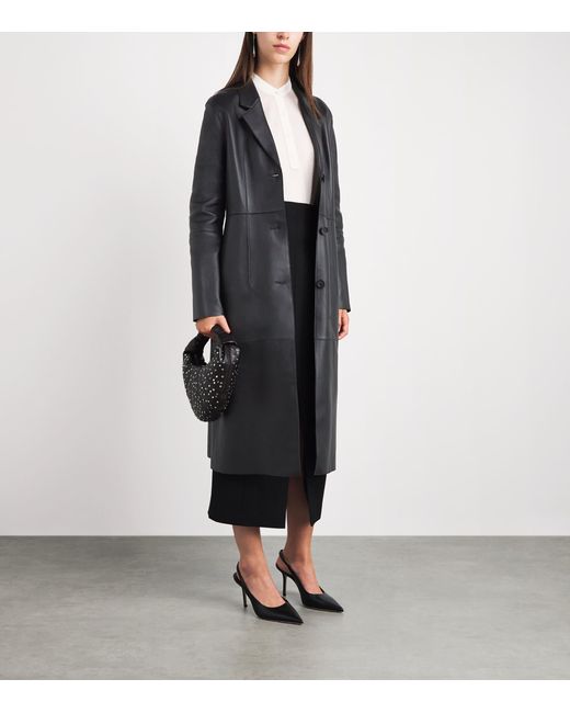 Totême Black Leather Trench Coat