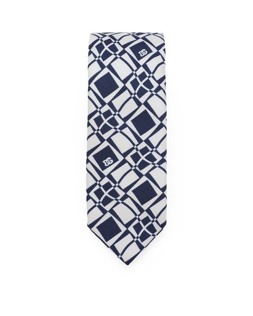 Dolce & Gabbana White Silk Patterned Tie for men