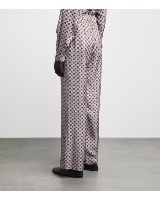 Colombo Gray Silk Printed Trousers