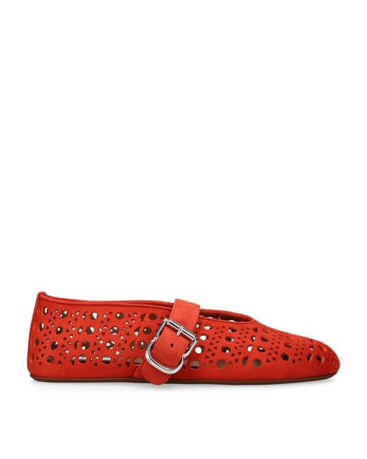 Alaïa Red Suede Vienne Ballet Flats