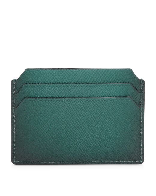 Santoni Green Leather Card Holder for men