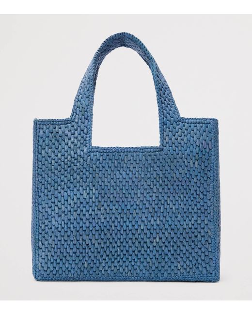Loewe Blue X Paula's Ibiza Small Raffia Font Tote Bag