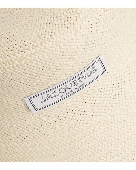 Jacquemus Natural Raffia Pleated Bucket Hat