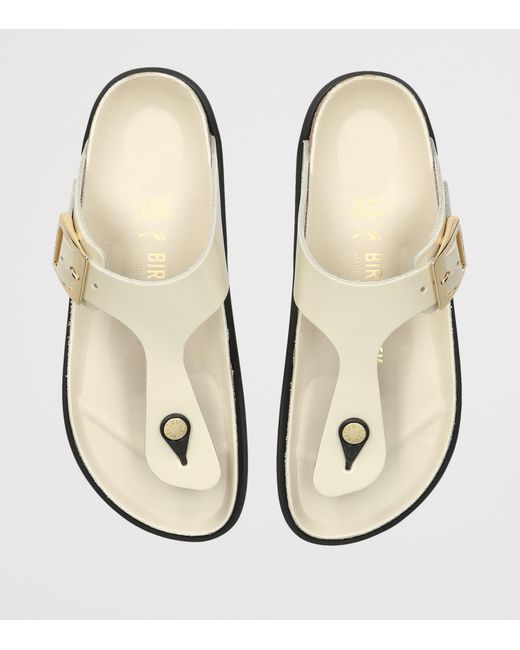 Birkenstock White Patent Leather Gizeh Sandals