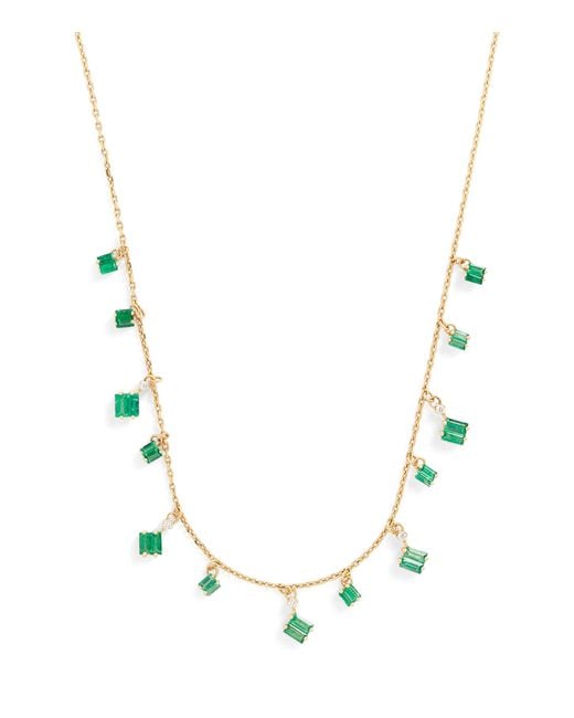 Suzanne Kalan Metallic Diamond And Emerald Bold Cascade Necklace