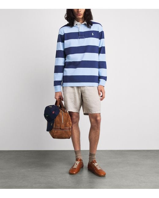 Polo Ralph Lauren Blue Cotton Stripe Rugby Shirt for men