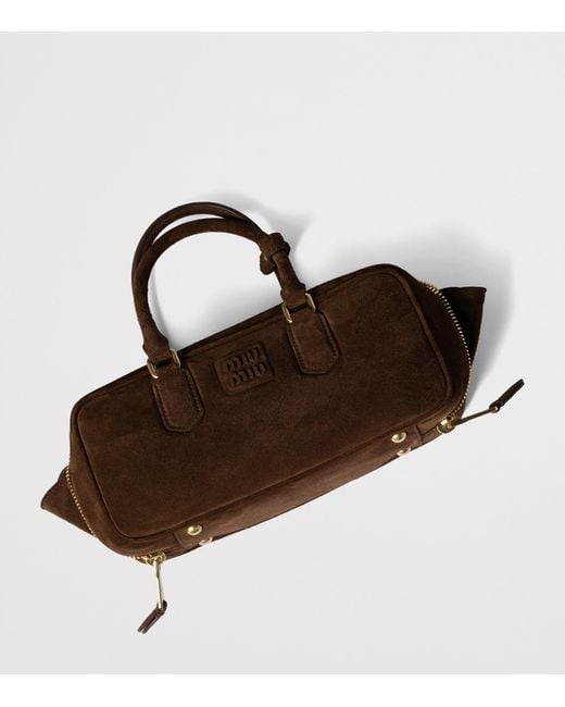 Miu Miu Brown Suede Arcadie Top-Handle Bag