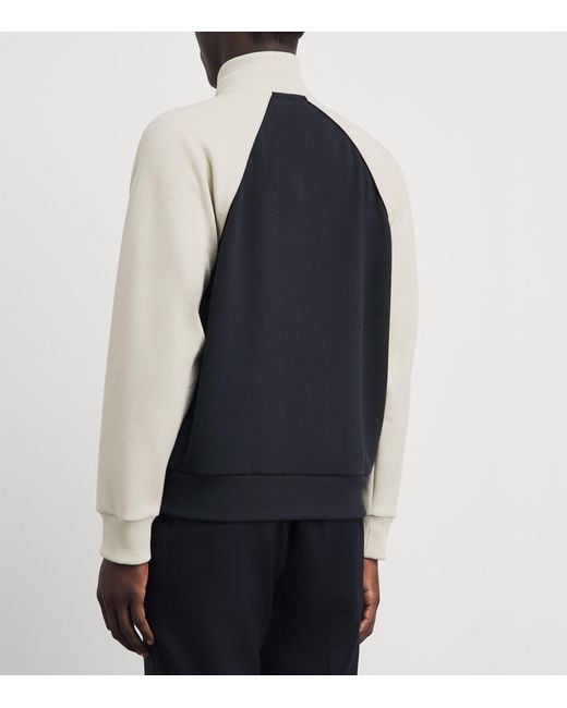 Boss Blue Cotton-Blend Zip-Up Sweatshirt for men