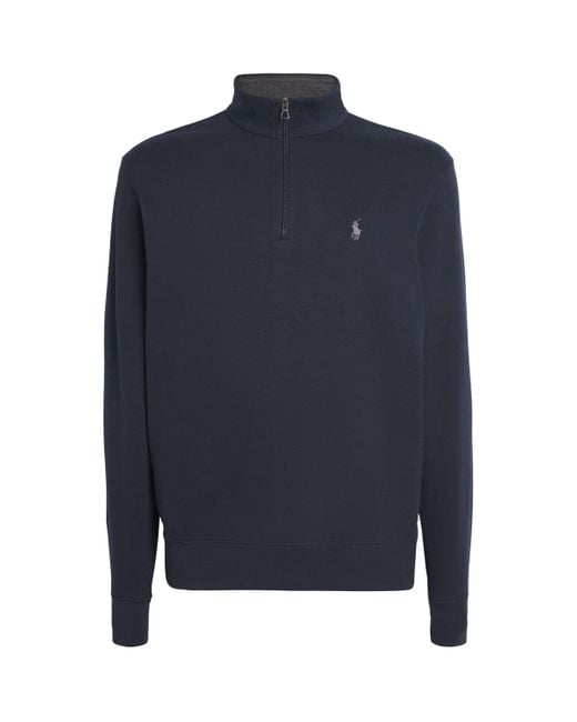 Polo Ralph Lauren Blue Cotton Quarter-Zip Sweatshirt for men