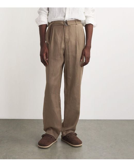 Oliver Spencer Natural Linen Tailored Trousers for men