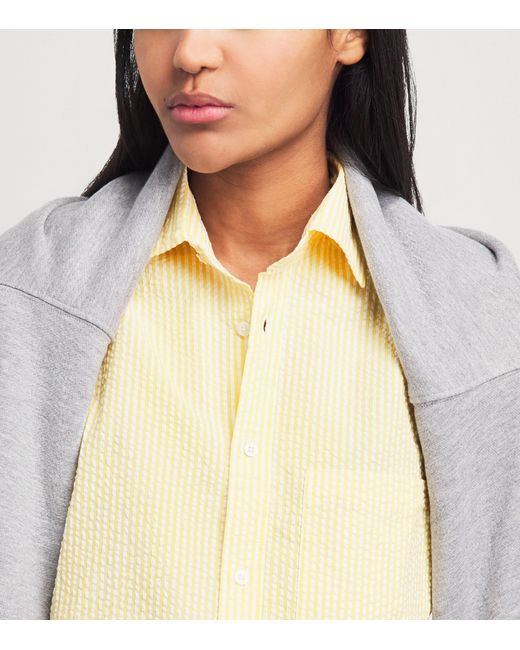 With Nothing Underneath Yellow Seersucker Striped The Weekend Shirt