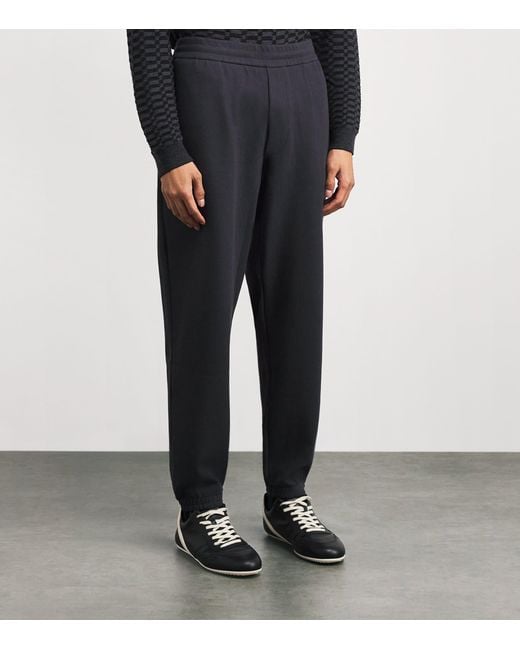 Emporio Armani Blue Chevron Drawstring Trousers for men