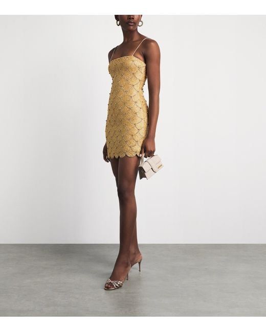 Alice + Olivia Natural Embellished Nina Mini Dress