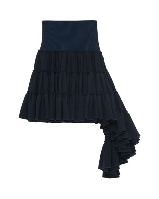 Loewe Blue Silk Ruffled Mini Skirt