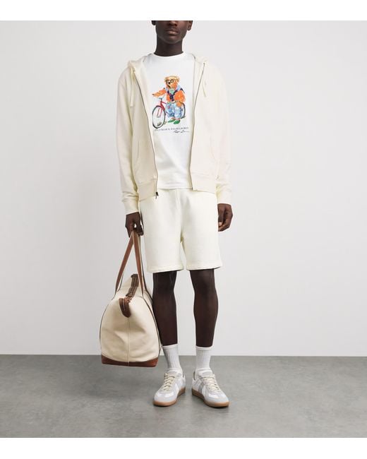 Polo Ralph Lauren White Cotton Loopback Fleece Zip-Up Hoodie for men