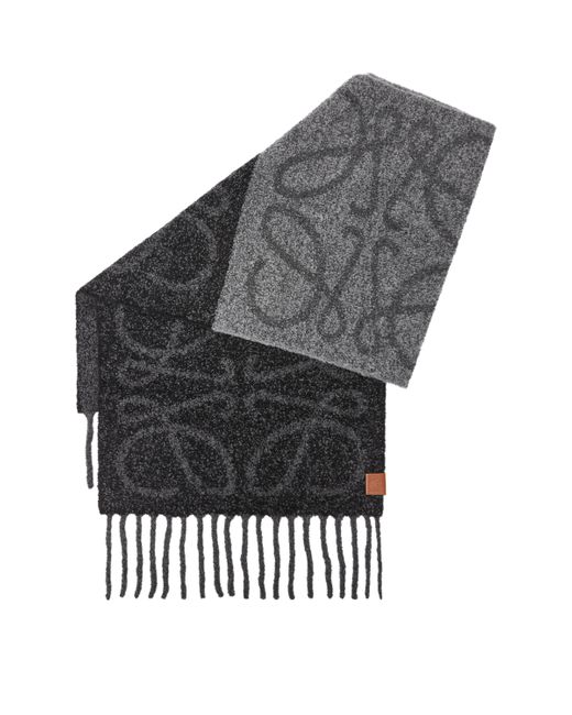 Loewe Gray Alpaca-Blend Anagram Scarf