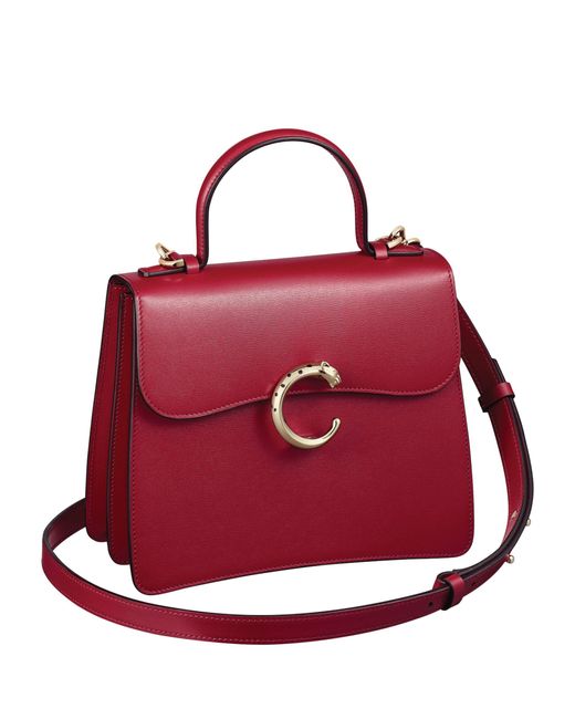 Cartier Red Leather Panthère De Top-handle Bag
