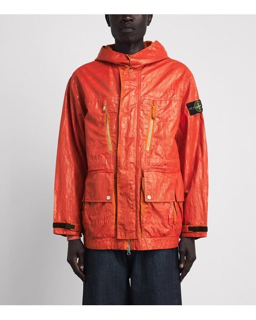Stone Island Orange Slick Nylon Tela Jacket for men