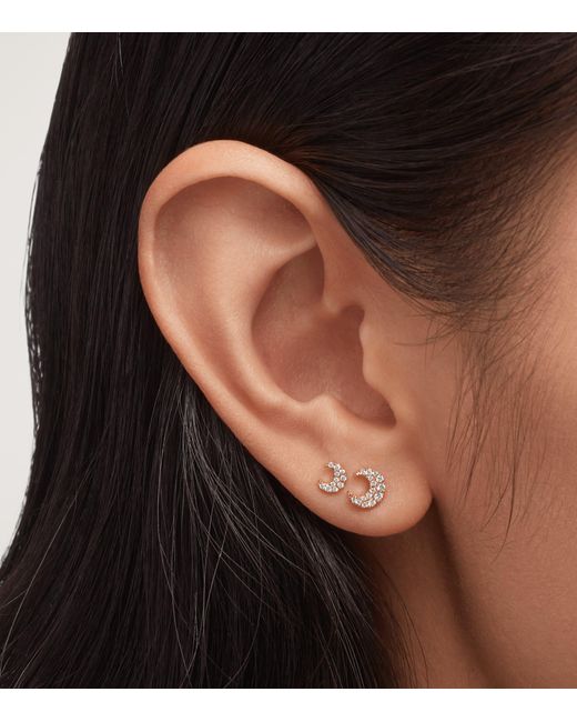 Maria Tash Metallic Diamond Moon Single Threaded Stud Earring