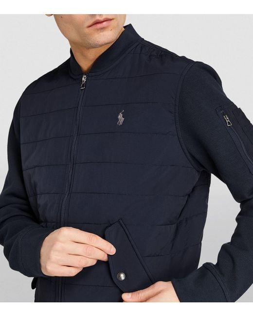 Polo Ralph Lauren Blue Knit-sleeve Bomber Jacket for men