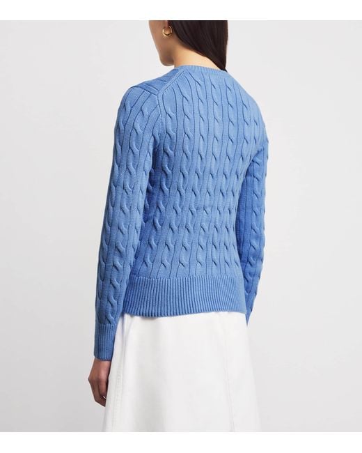 Polo Ralph Lauren Blue Cotton Cable-Knit Cardigan