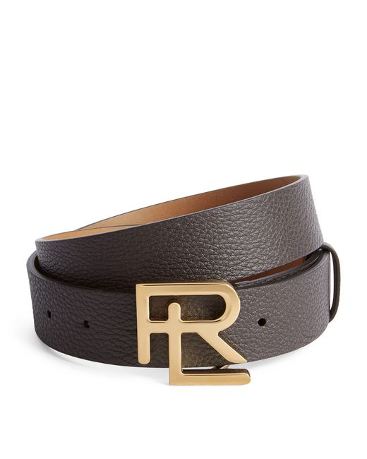 Ralph Lauren Purple Label Black Pebbled Leather Belt for men