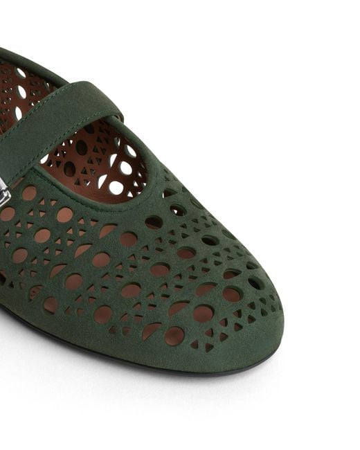 Alaïa Green Suede Vienne Ballet Flats