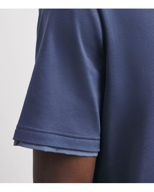 Herno Blue Cotton Layered T-Shirt for men